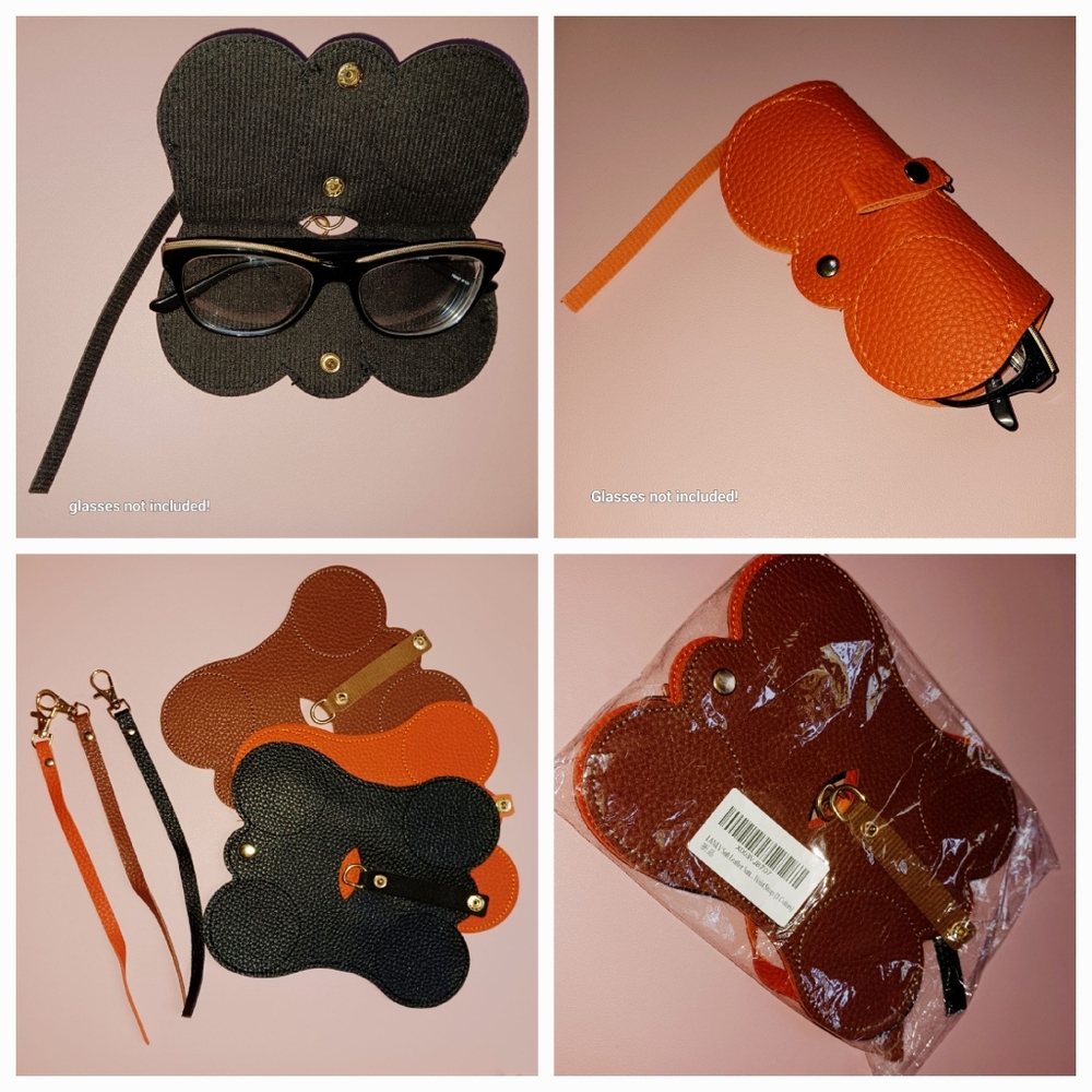 Eyeglasses Sunglasses Soft Cases Set Of 3, Wristlet, Faux Leather, 3 Colors NEW